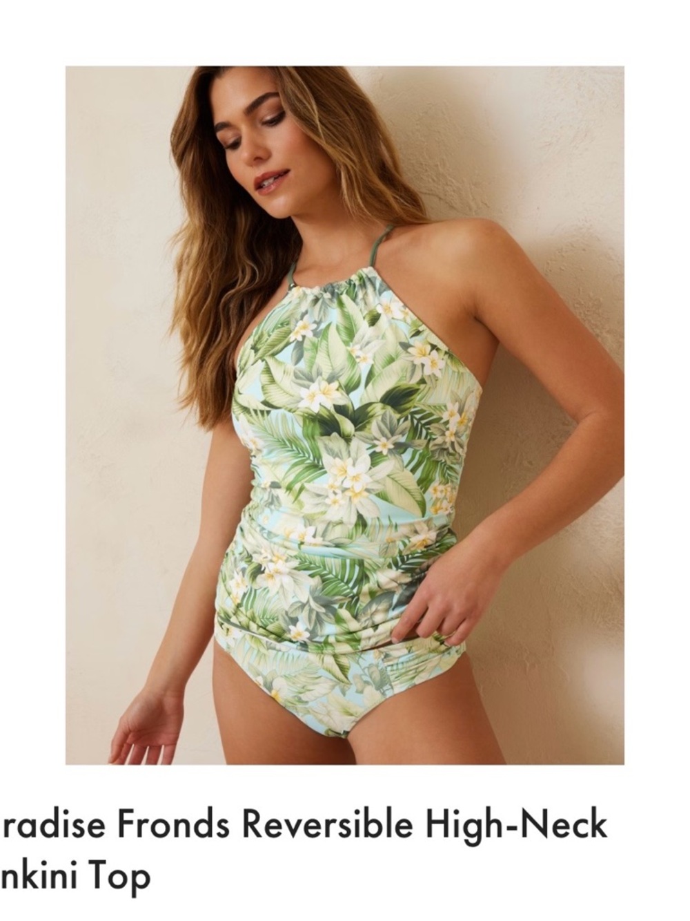 Tommy Bahama Green Tropical Floral High-Neck Tankini and Bikini Bottom